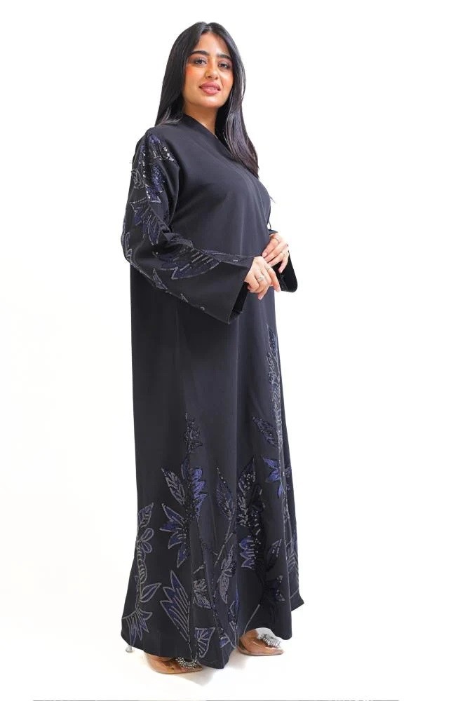 فستان بطانة رمادي ياقة عالية